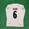 1996 Phil Babb Liverpool 1997 Retro Away White Long Sleeve Football Jersey – Back View