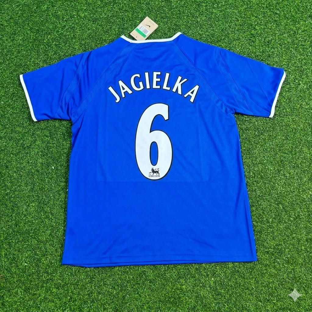 Phil Jagielka #6 Everton Fc Blue Retro Football Jersey – Back View