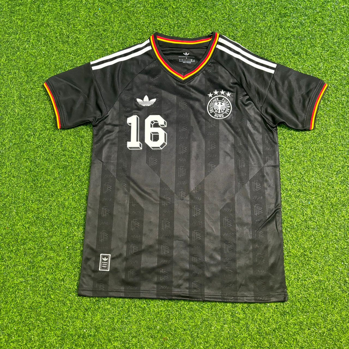 Germany Black Retro Vintage Football Jersey – Philipp Lahm 16# – Front View