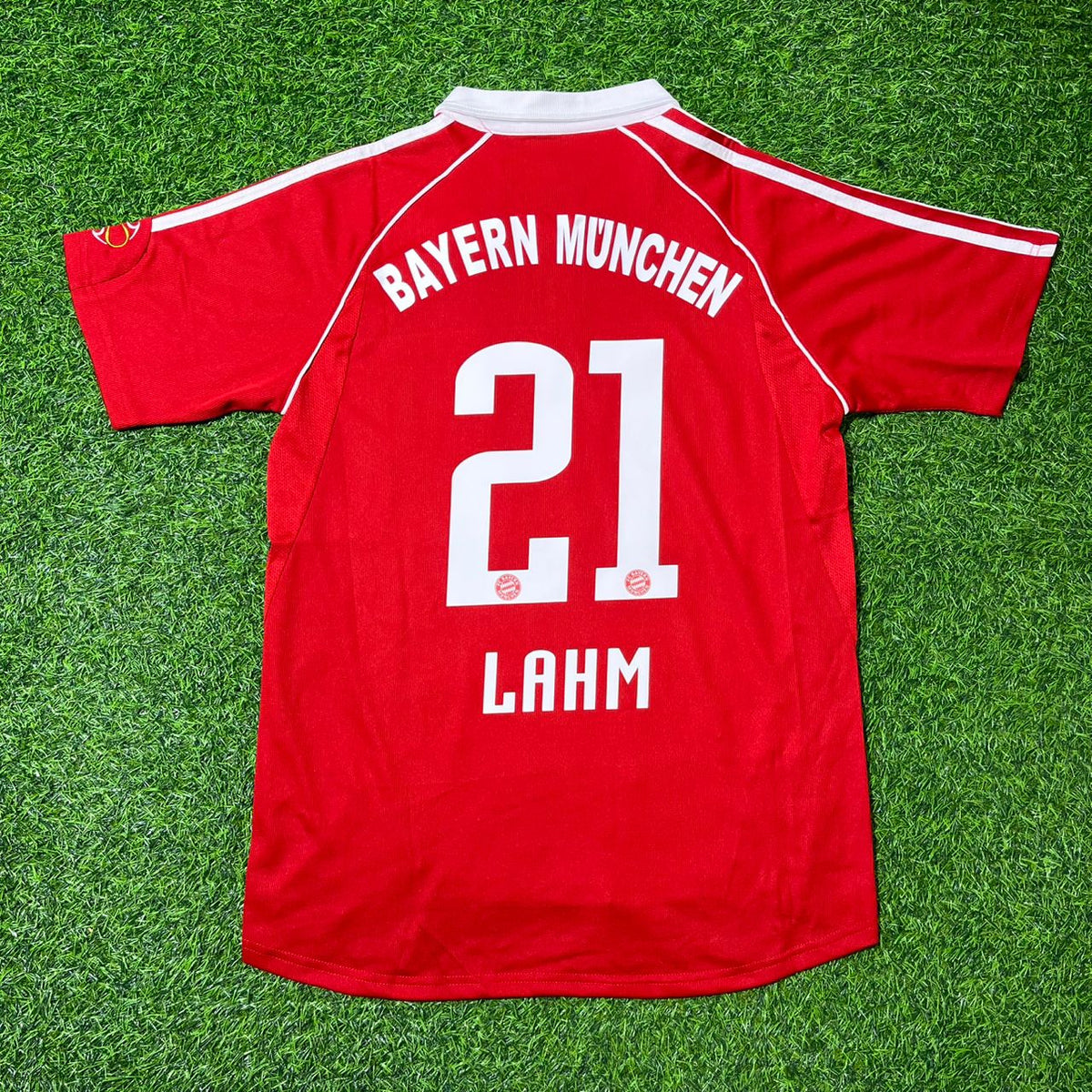 Philipp Lahm Bayern Munich 2006/07 Red Retro Football Jersey – Back View