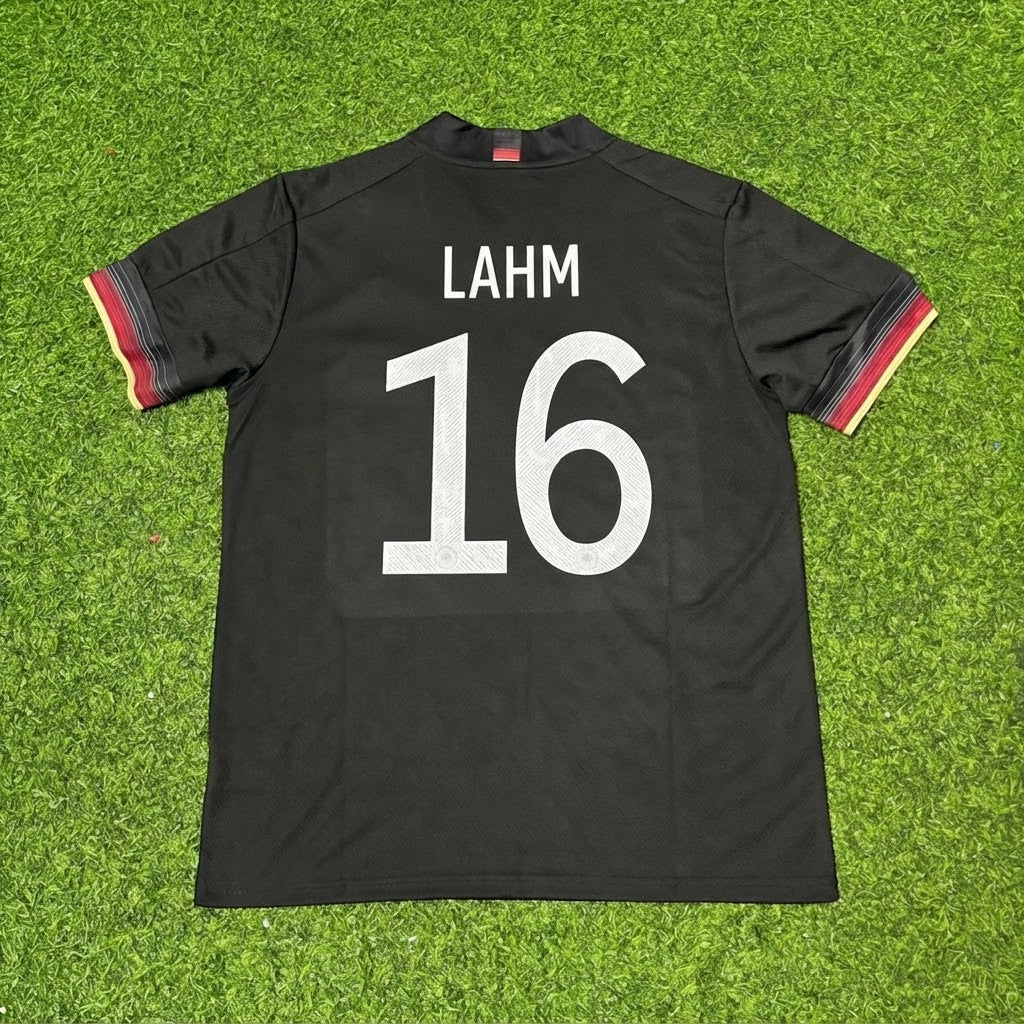 Philipp Lahm #16 Germany Black Retro Football Jersey – Back View
