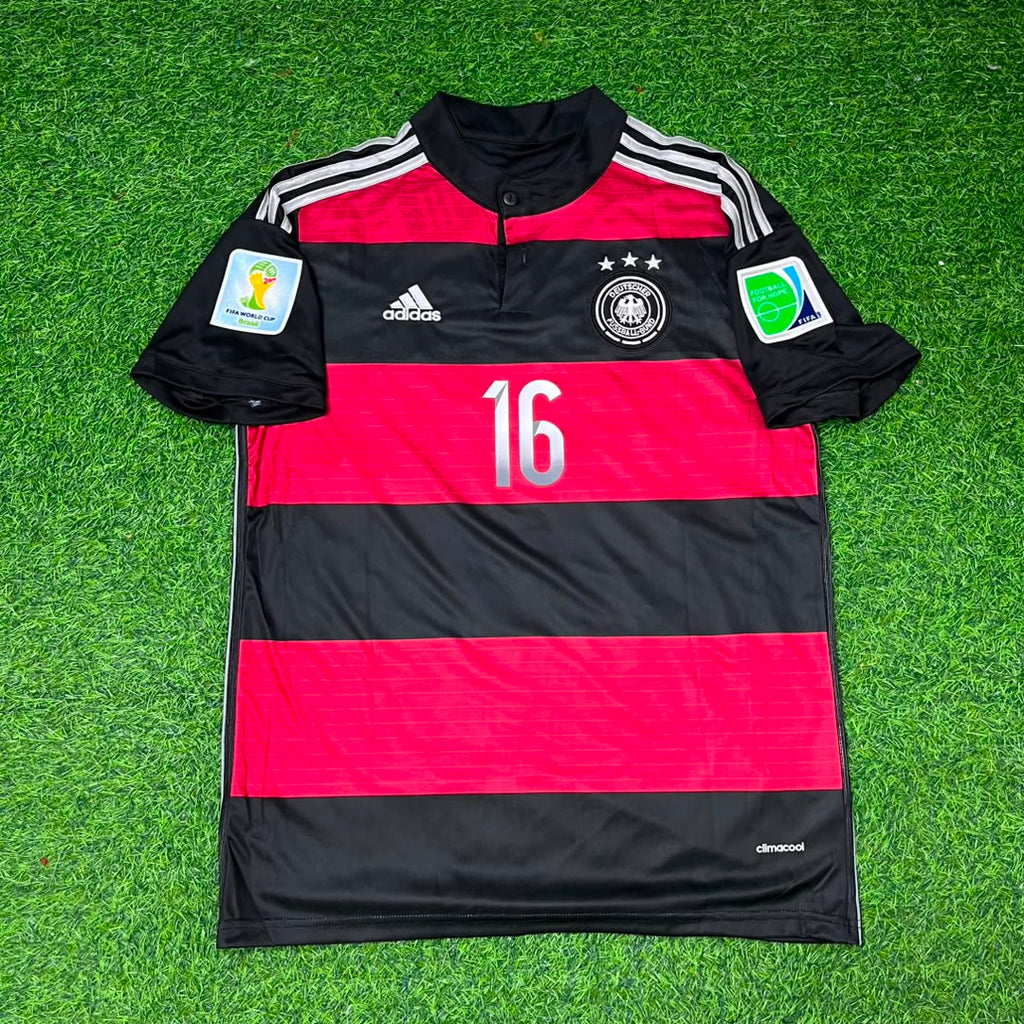 Philipp Lahm Germany Deutschland 2014 World Cup Brazil Black Red Retro Jersey – Front View