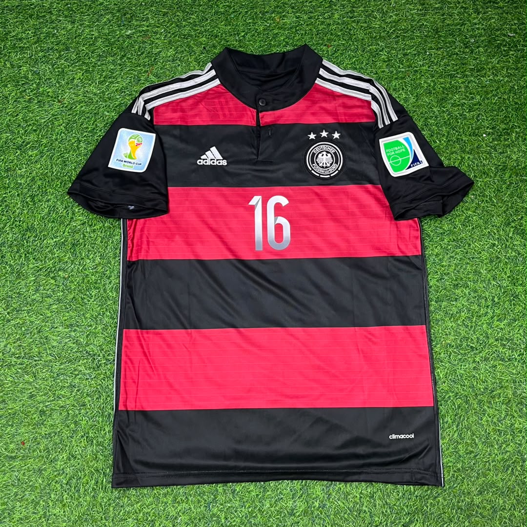 Philipp Lahm Germany Deutschland 2014 World Cup Brazil Black Red Retro Jersey – Front View