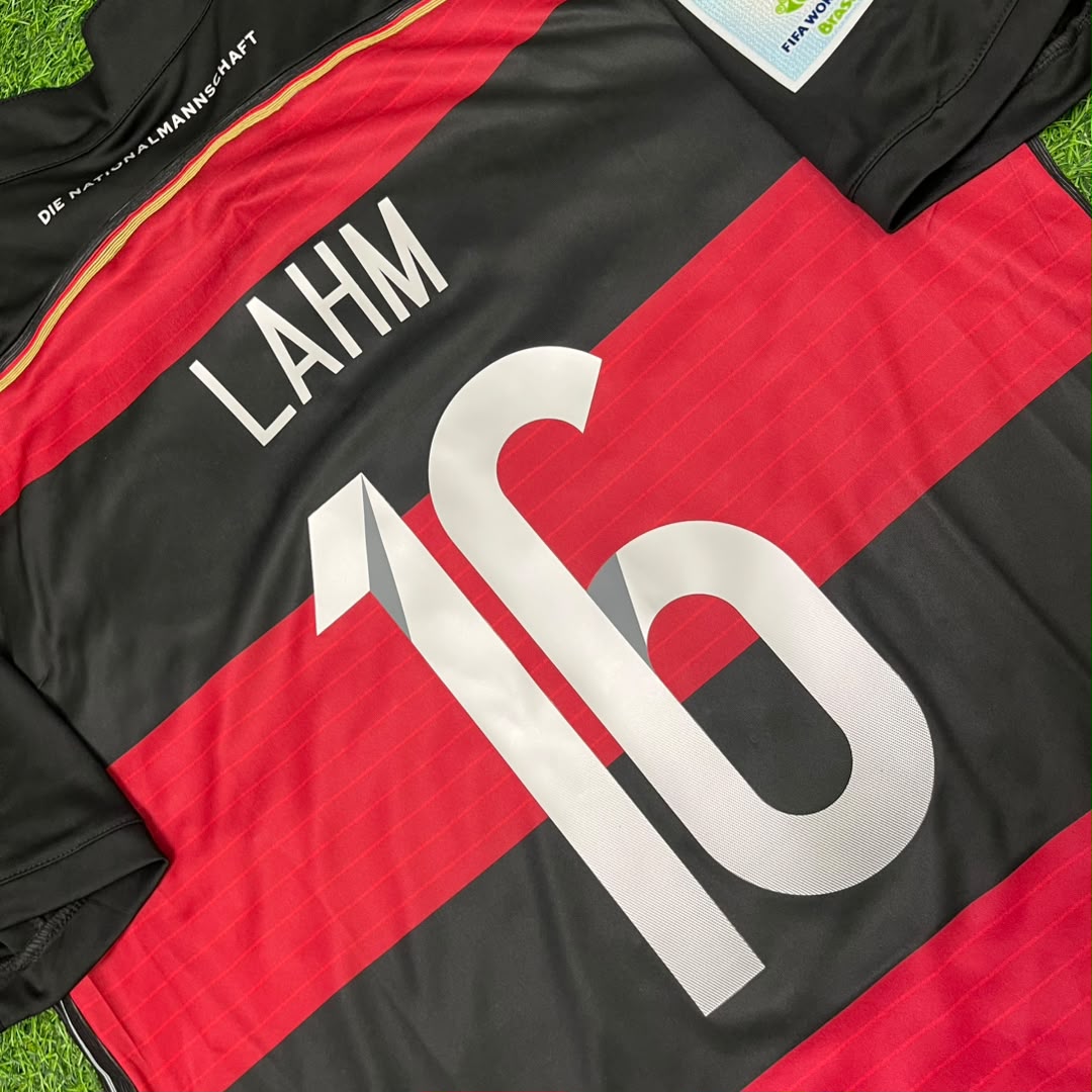 2014 Germany World Cup Brazil Black Red Retro Football Jersey – Philipp Lahm – Detailed View
