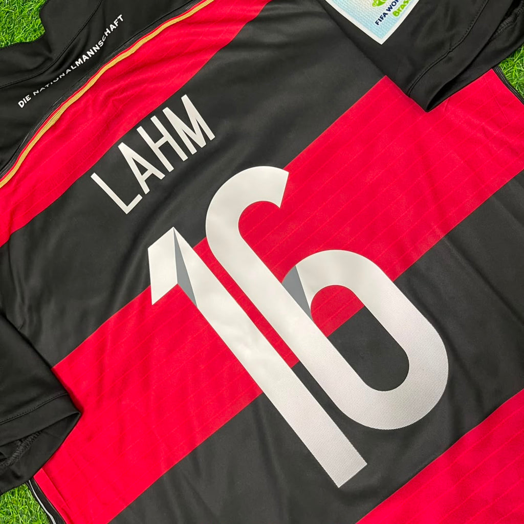 Philipp Lahm Germany Deutschland 2014 World Cup Brazil Black Red Retro Jersey – Detailed View