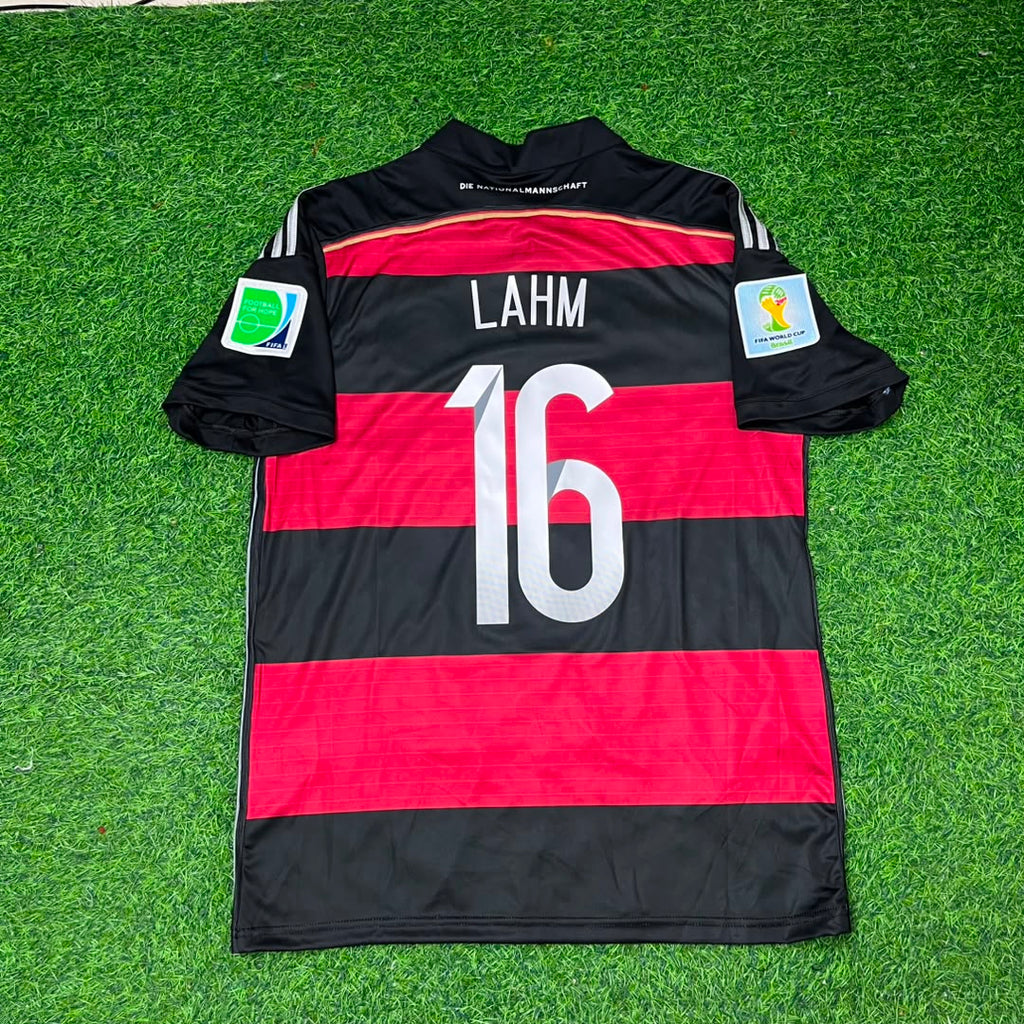 Philipp Lahm Germany Deutschland 2014 World Cup Brazil Black Red Retro Jersey – Back View