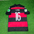 Philipp Lahm Germany Deutschland 2014 World Cup Brazil Black Red Retro Jersey – Back View