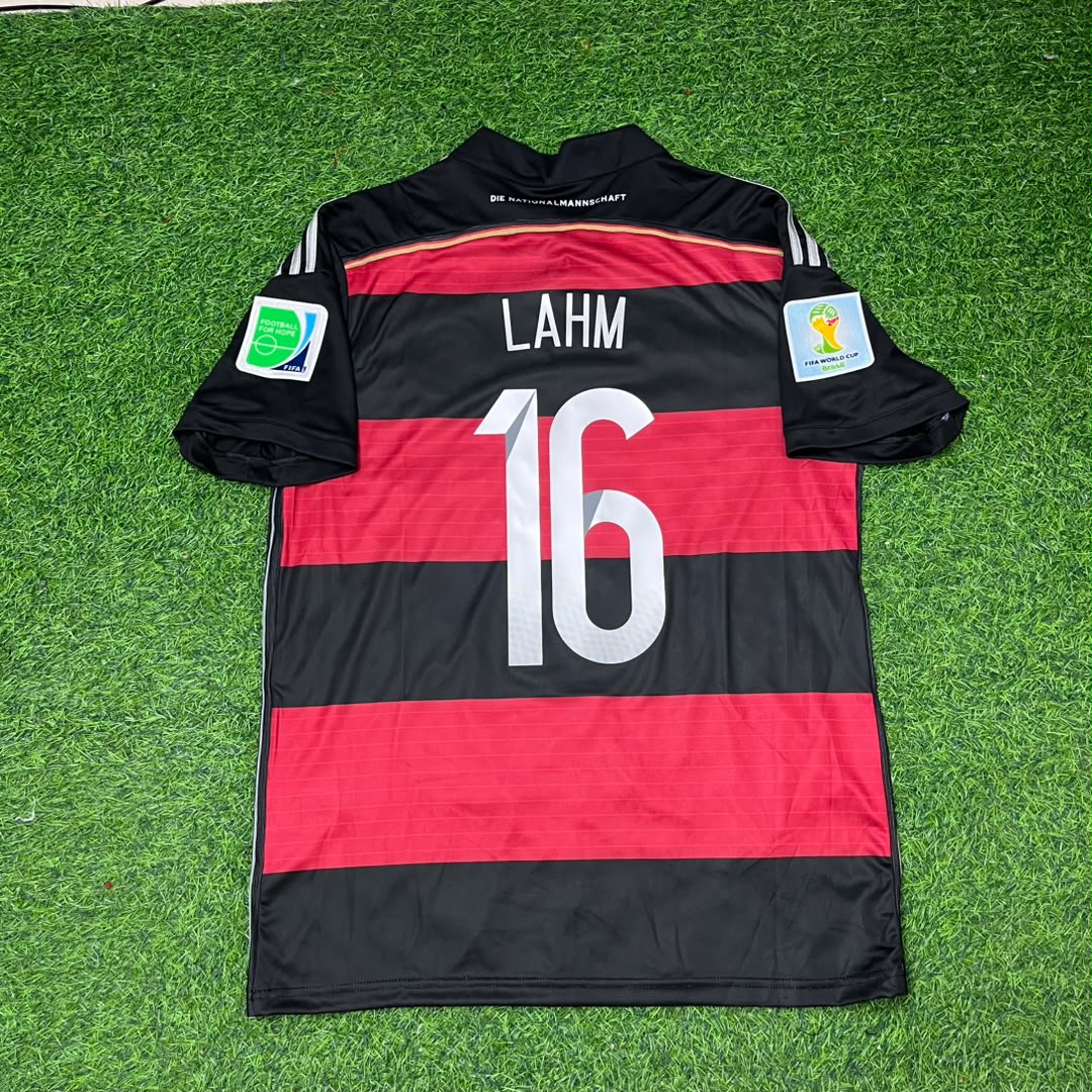Philipp Lahm Germany Deutschland 2014 World Cup Brazil Black Red Retro Jersey – Back View