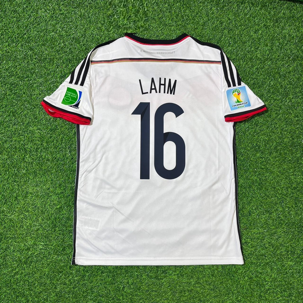 2014 Germany World Cup Philipp Lahm - Deutschland White Retro Football Jersey – Back View