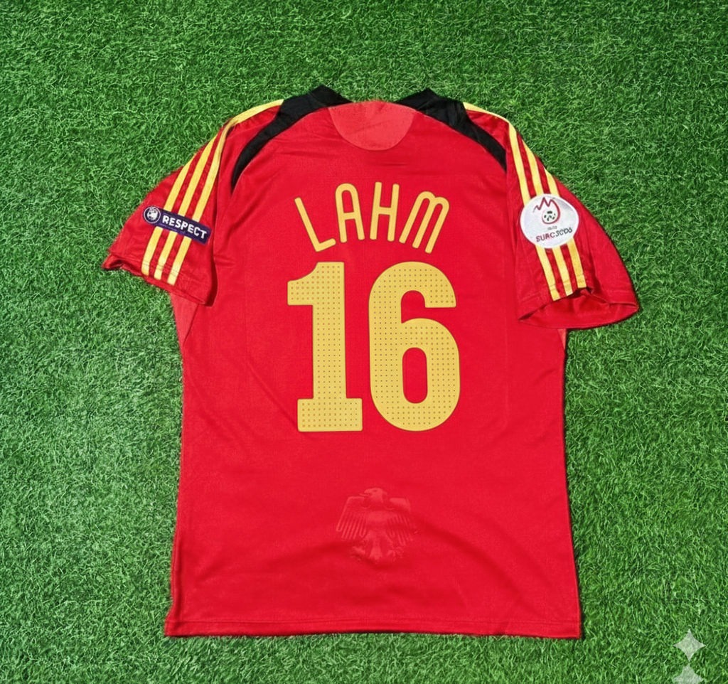 Germany EURO 2008 Away Red Retro Football Jersey – Philipp Lahm – Back View