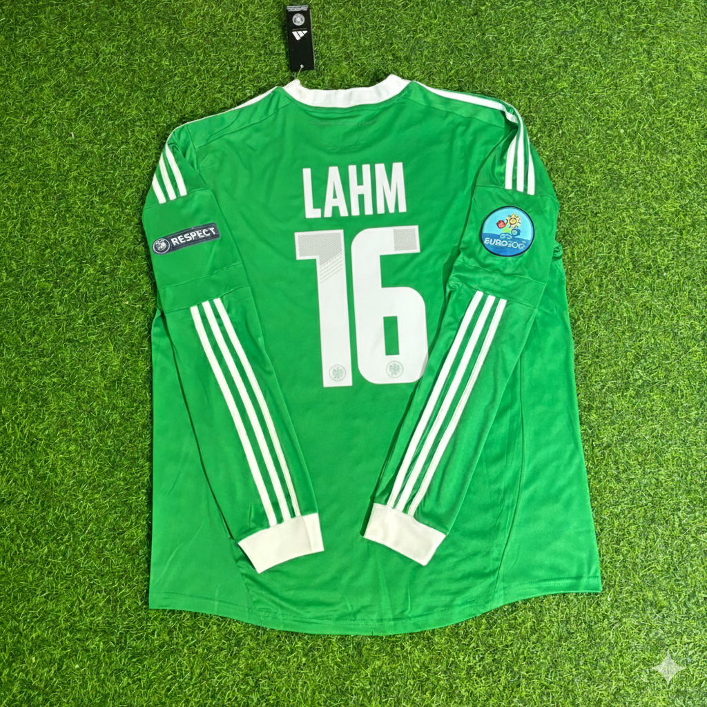 2012 Germany EURO Philipp Lahm Long Sleeve Green Retro Football Jersey – Back View
