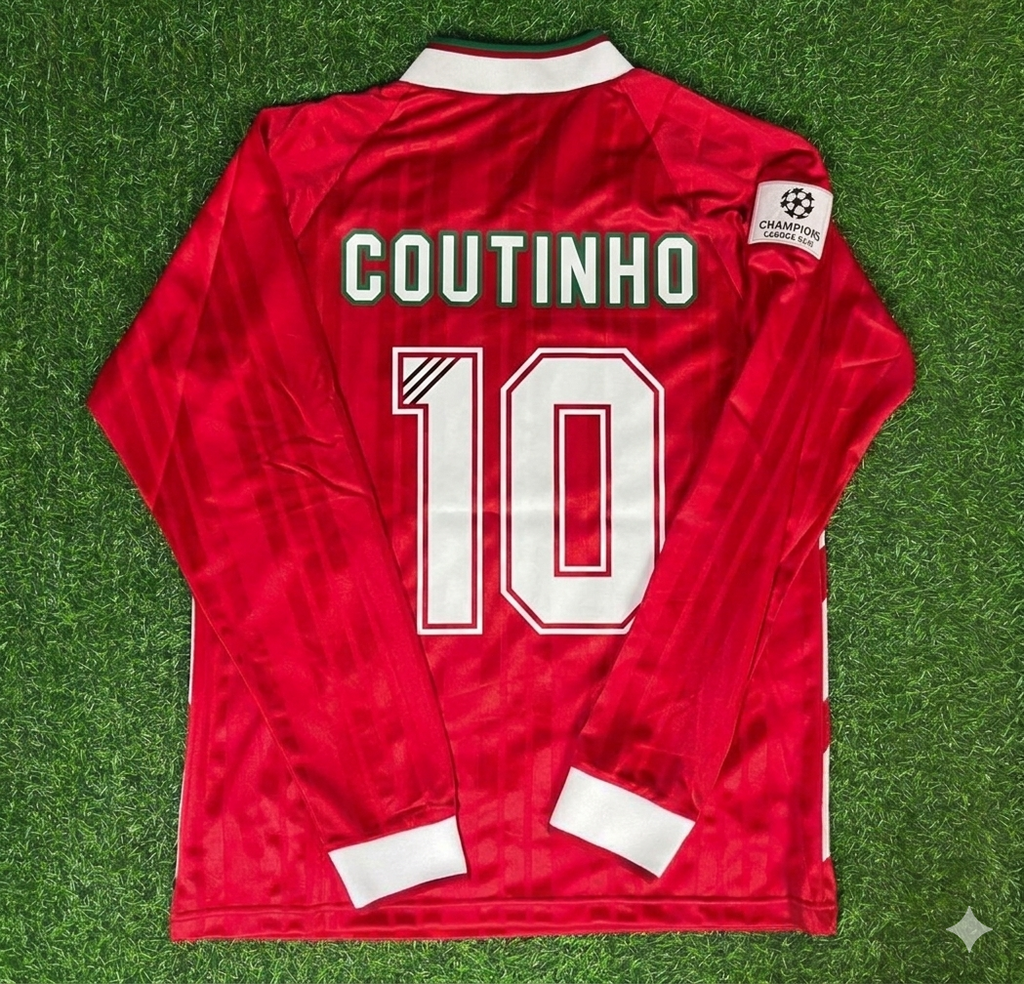 Philippe Coutinho Liverpool Long Sleeve Retro Football Jersey – Back View
