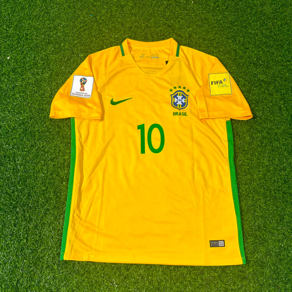 2018 Brazil World Cup Philippe Coutinho #10 Home Football Jersey – Front View