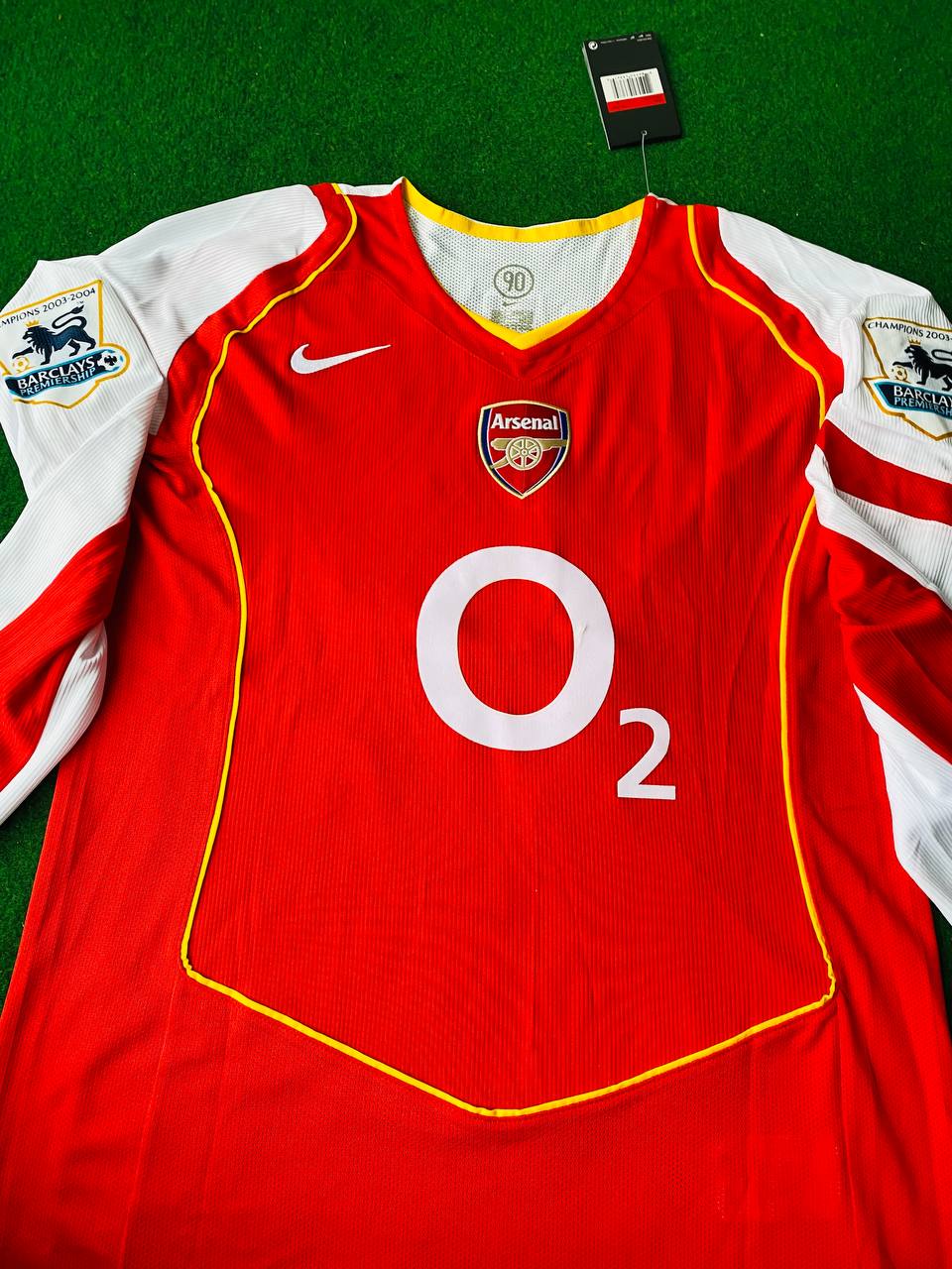 Dennis Bergkamp Arsenal Retro Long Sleeve Kit Jersey – Detailed View