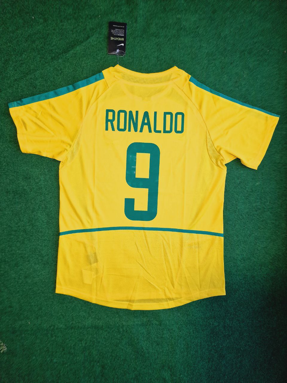 Ronaldo Nazario Brazil 2002 World Cup Yellow Retro Football Jersey – 10