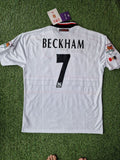 David Beckham Manchester United White Retro Football Jersey – Back View