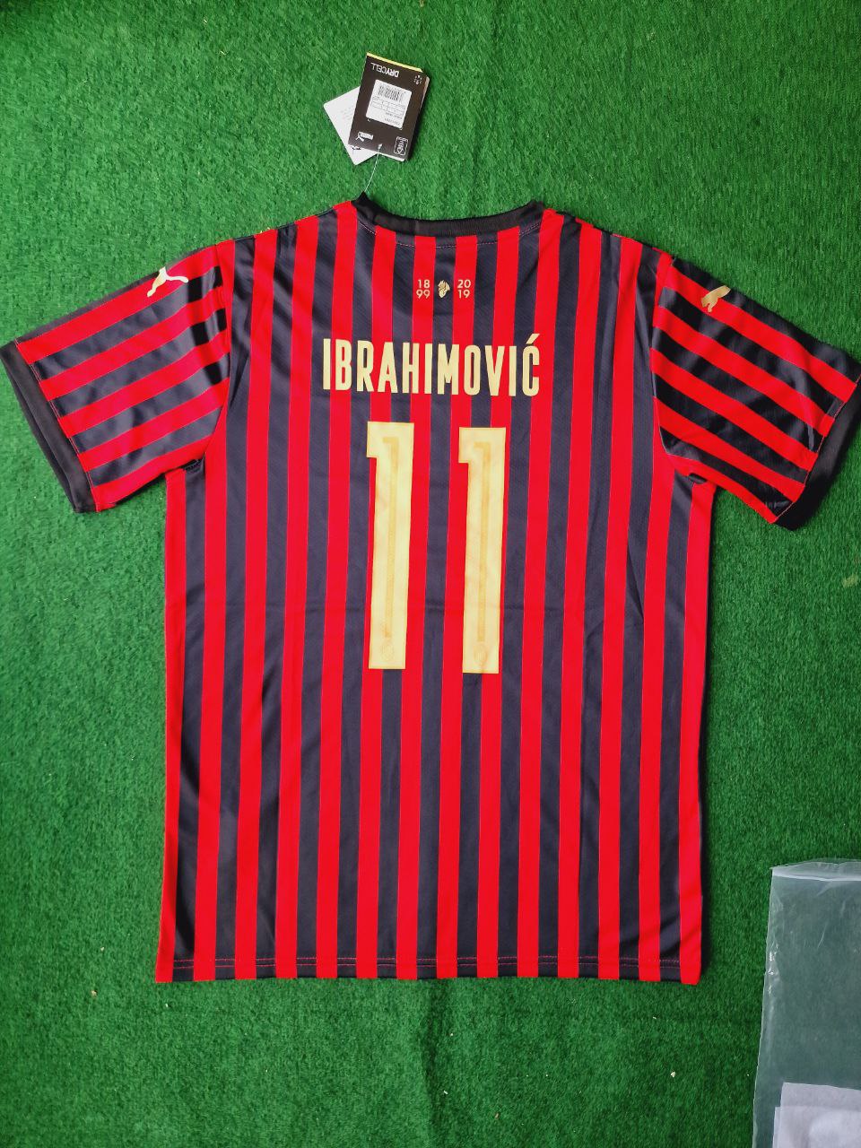 Zlatan Ibrahimović AC Milan 120th Anniversary Special Golden Retro Football Jersey – Detailed View