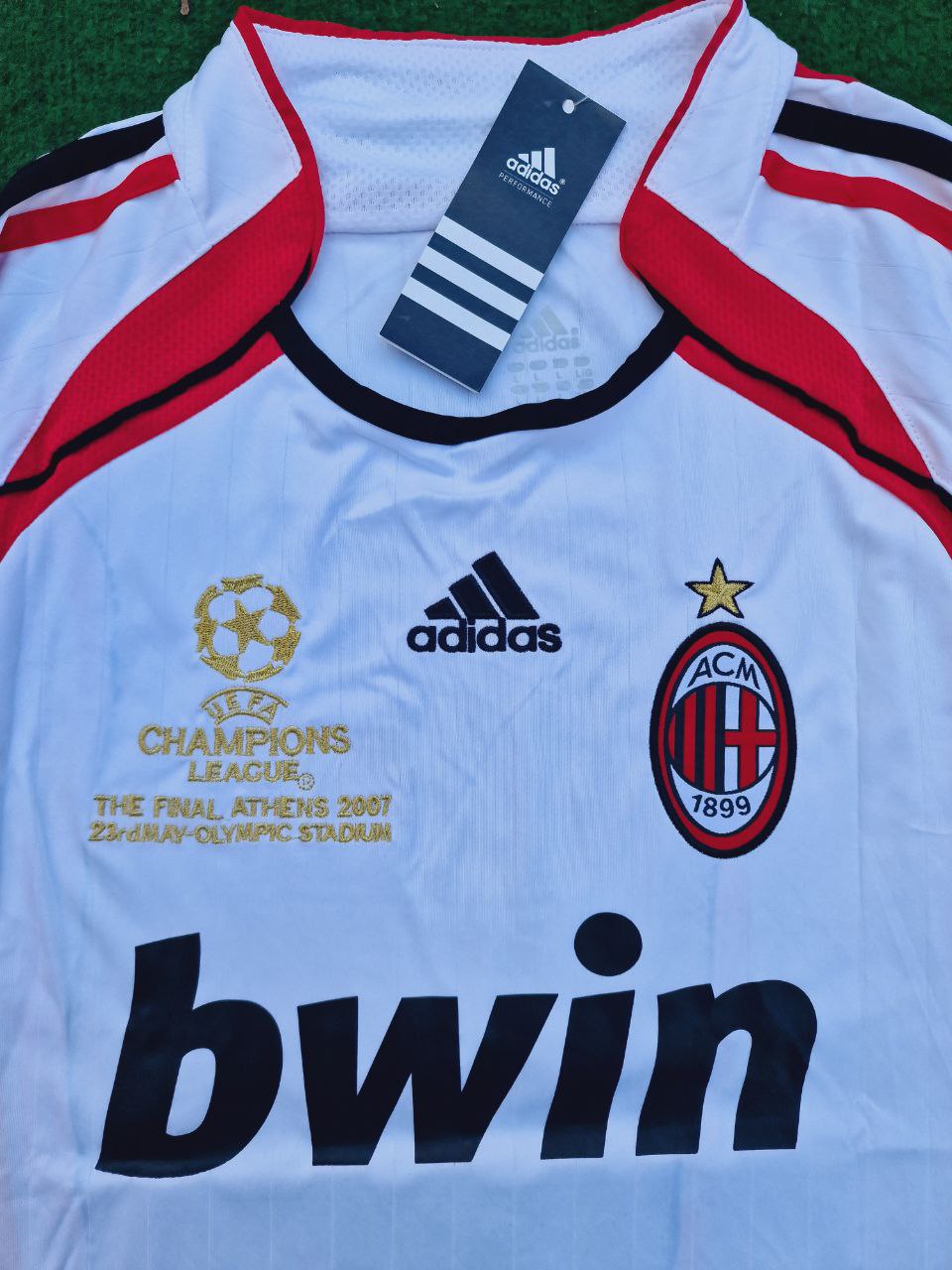 Andrea Pirlo Milan 2007 Final Athene Champions League Final White Retro Football Jersey – Detailed View