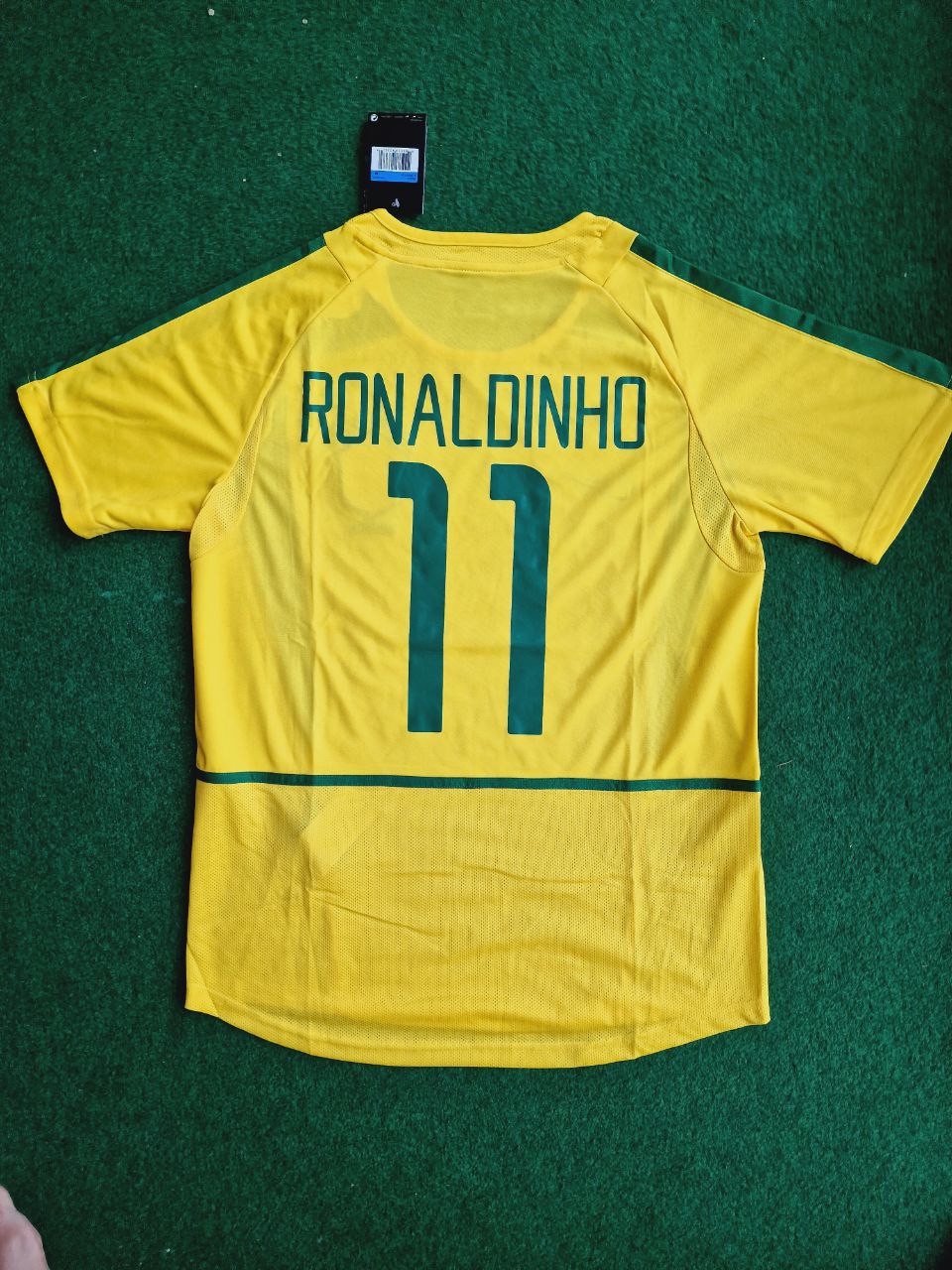 Ronaldinho Brazil 2002 World Cup Retro Football Jersey – Back View