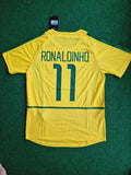 Ronaldinho Brazil 2002 World Cup Retro Football Jersey – Back View