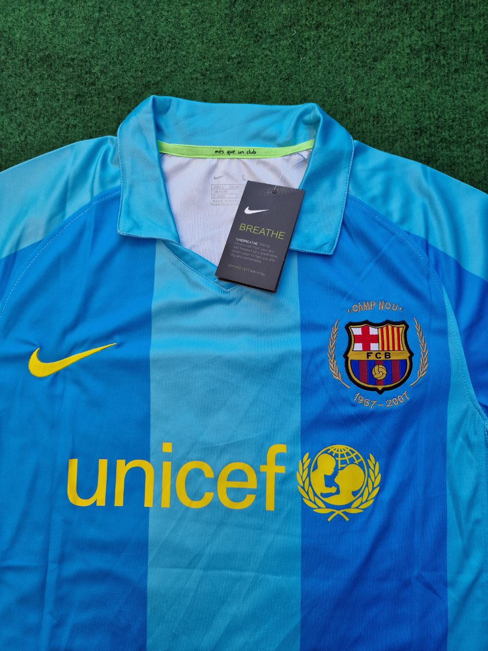 2007 Lionel Messi Barcelona 2008 Light Blue Yellow Number 19 Retro Football Jersey – 4
