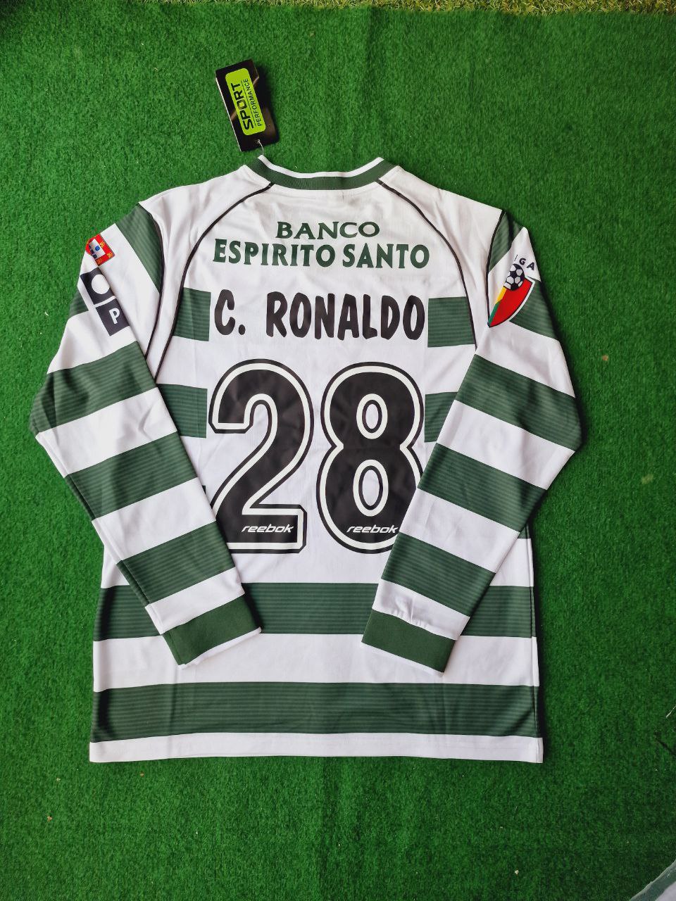 Cristiano Ronaldo Sporting Lisbon 2001 2003 First Season Long Sleeve Retro Jersey – 12