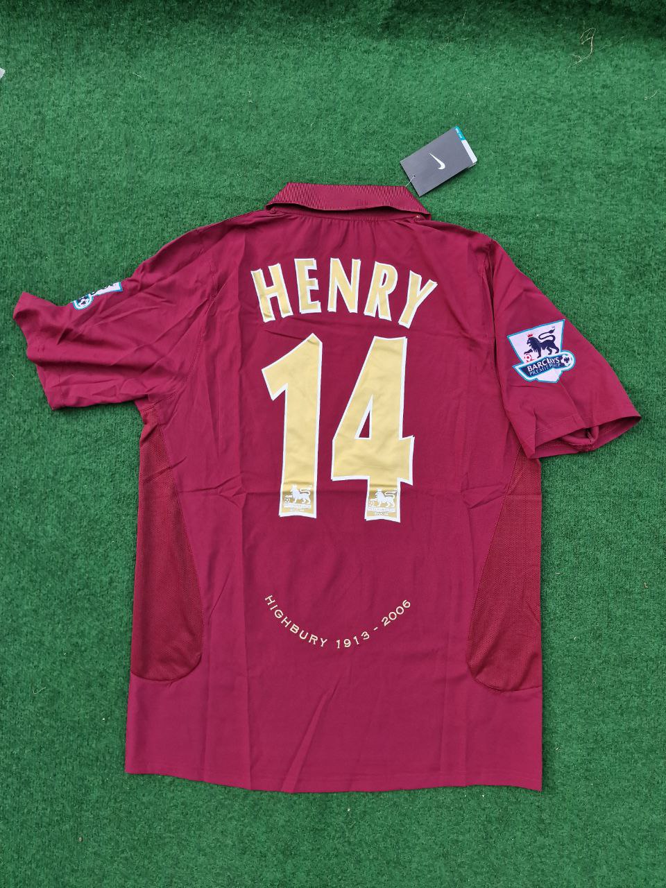 2006 Thierry Henry Arsenal Highbury Burguny Premier League Patch Retro Football Jersey – Back View