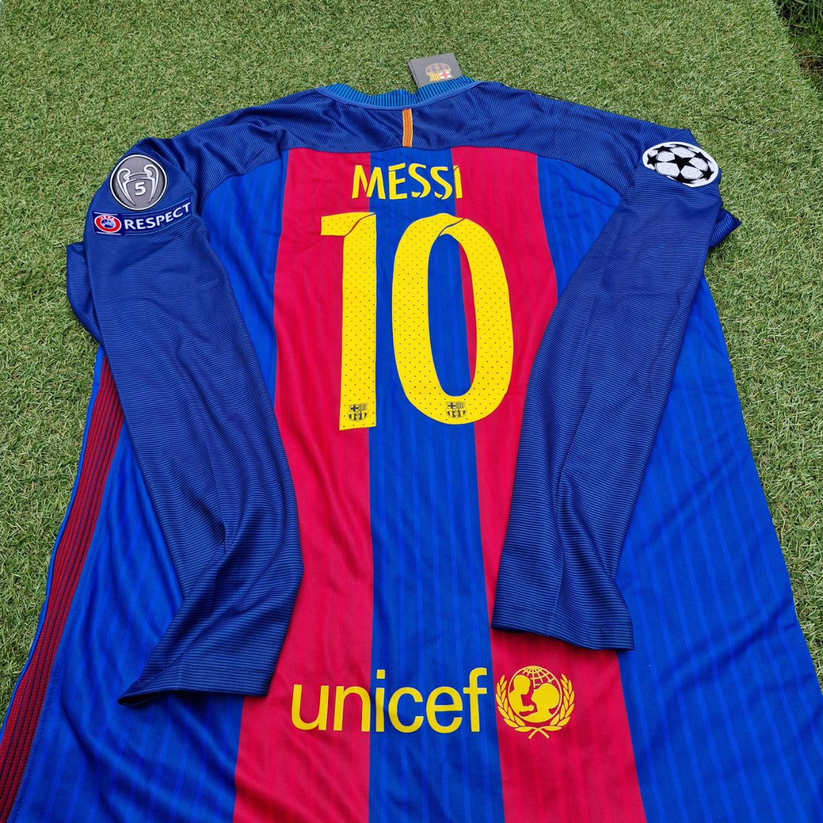 2016 Lionel Messi Barcelona Special Edition Football Jersey with World Championship Patch Football Jersey – Detailed View