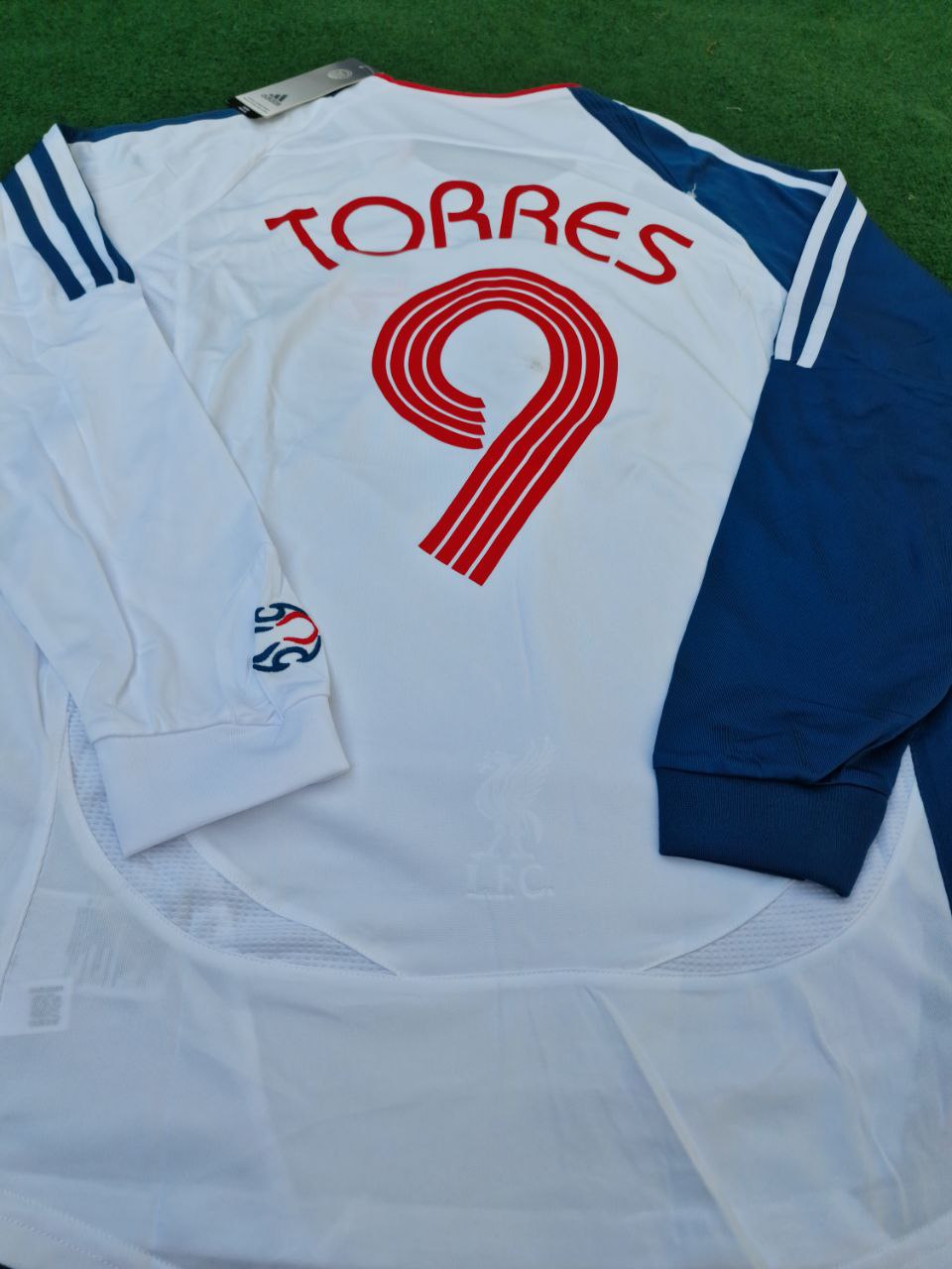 Fernando Torres Liverpool 2007 White Blue Long Sleeve Retro Jersey – 4