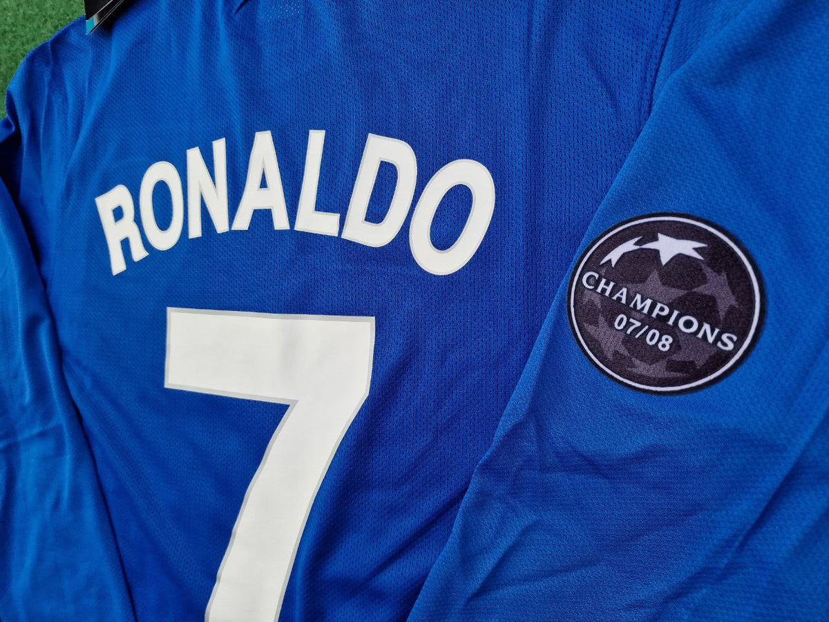 Cristiano Ronaldo Manchester United 2008 Champions League Patch Retro Short Jersey – 6
