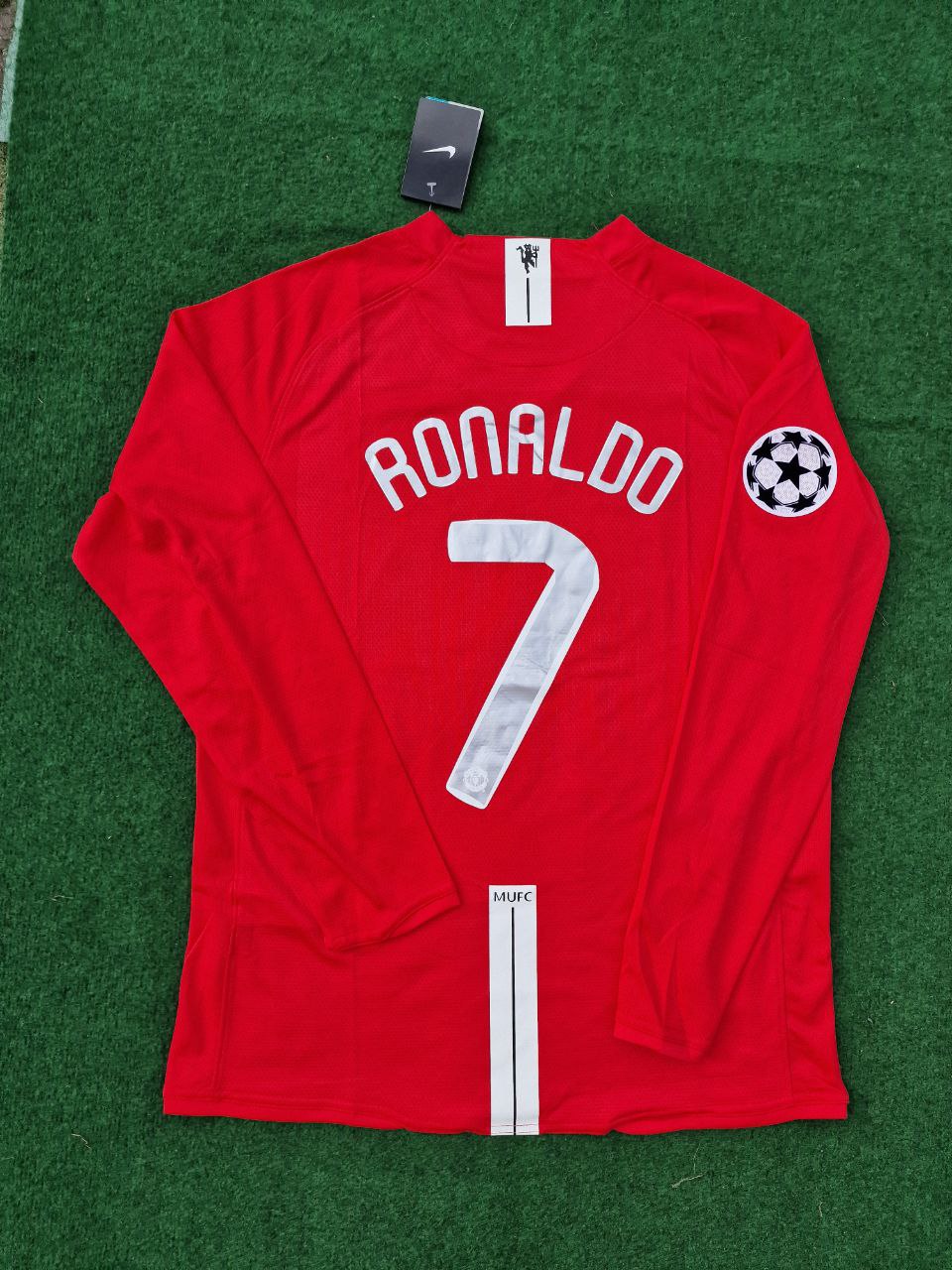 Cristiano Ronaldo Manchester United 2008 Champions Leage Final Moscow Retro Long Sleeve Jersey – Back View