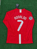 Cristiano Ronaldo Manchester United 2008 Champions Leage Final Moscow Retro Long Sleeve Jersey – Back View
