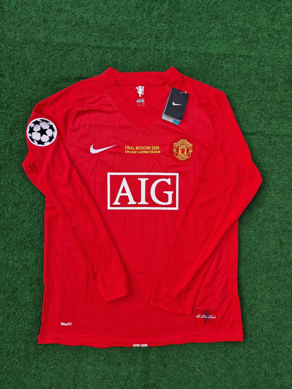 Cristiano Ronaldo Manchester United 2008 Champions Leage Final Moscow Retro Long Sleeve Jersey – Front View