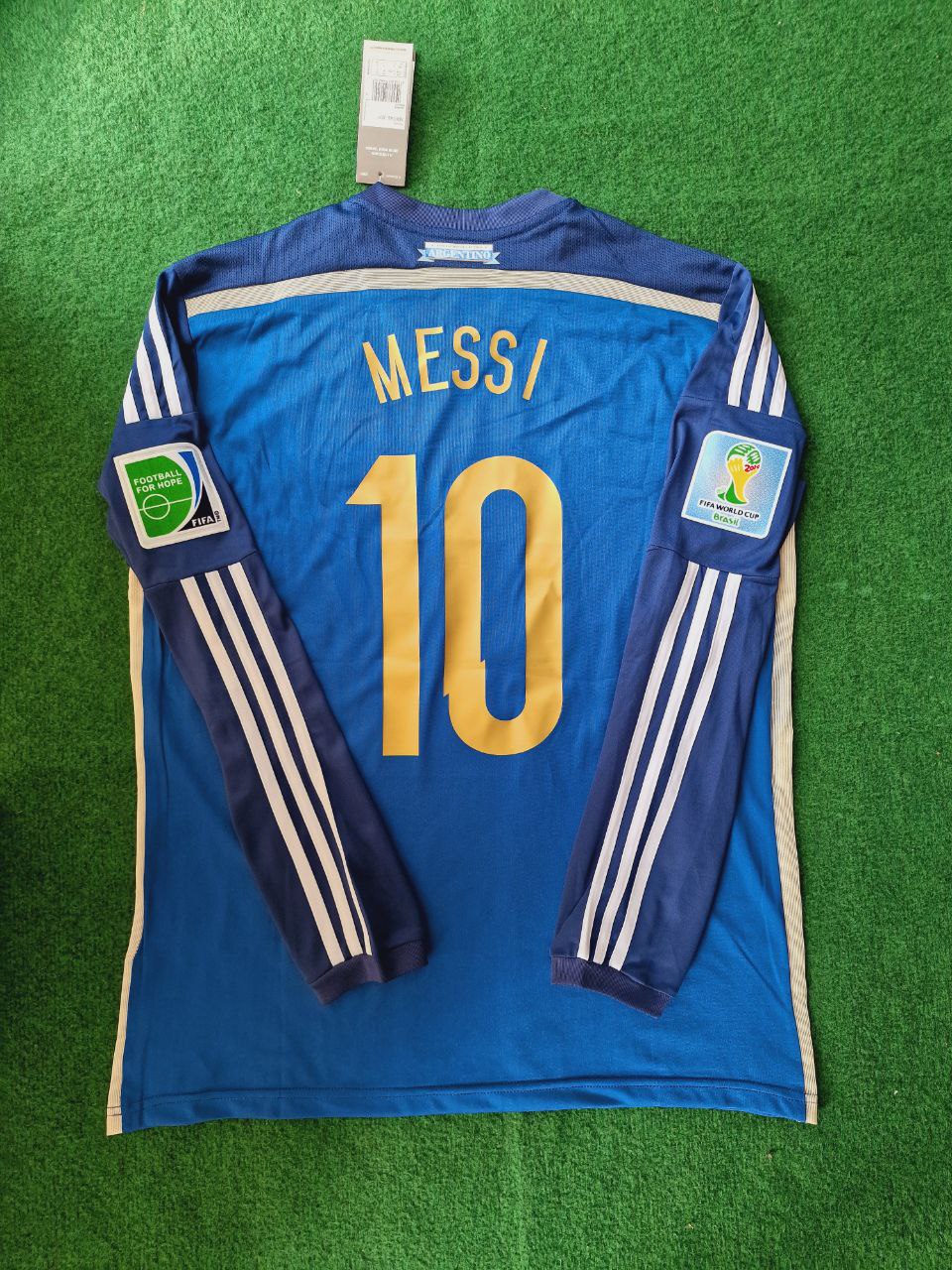 Lionel Messi Argentina 2014 World Cup Retro Football Jersey – Back View