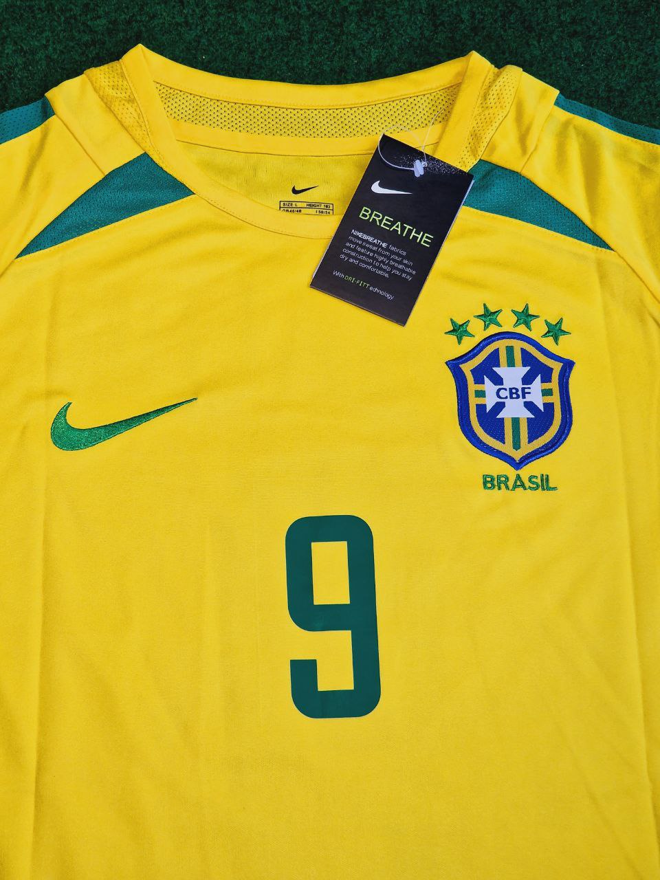 Ronaldo Nazario Brazil 2002 World Cup Yellow Retro Football Jersey – 5