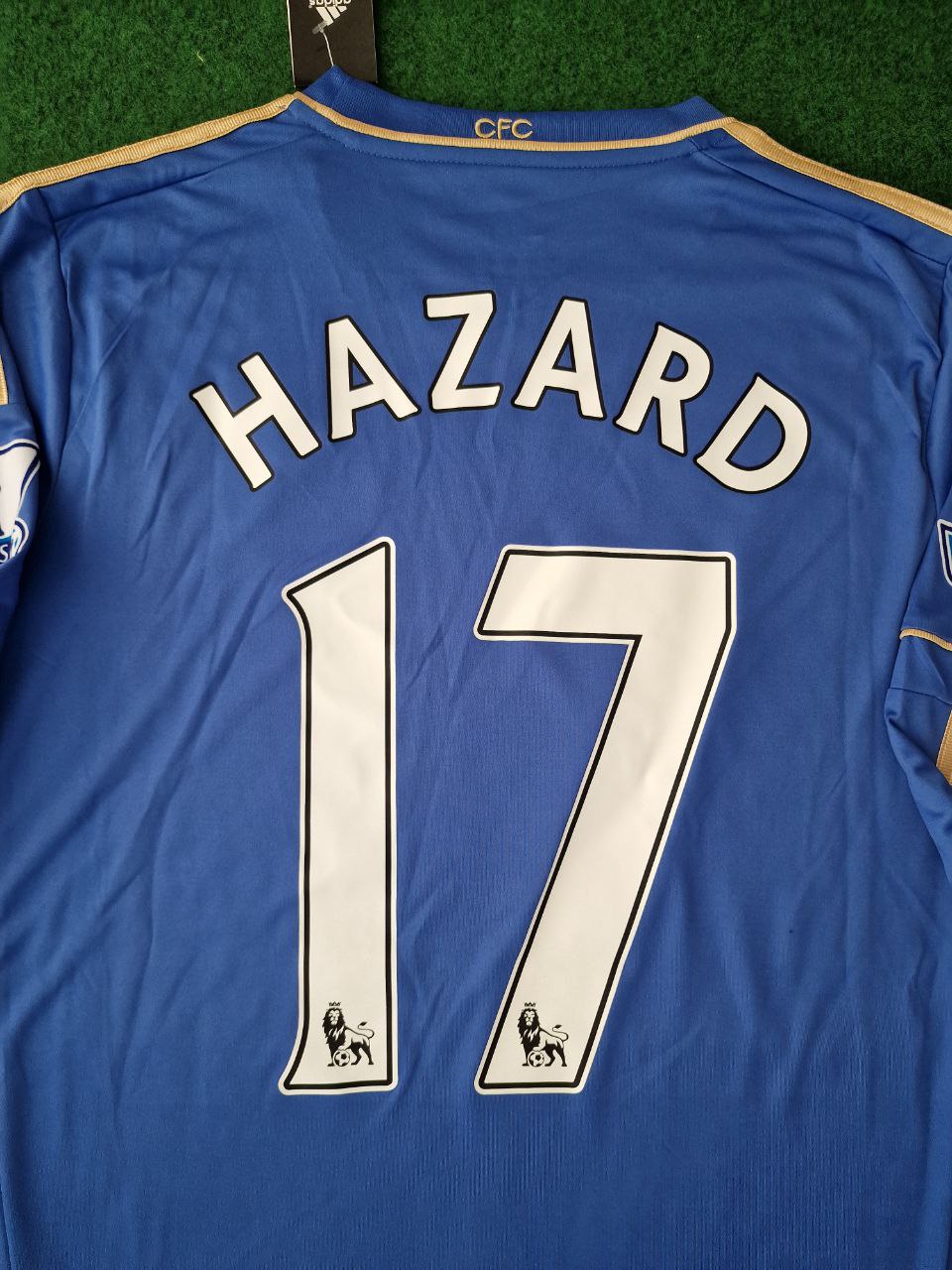 2012/13 Eden Hazard Chelsea Premier League Patch Blue Retro Football Jersey – Detailed View