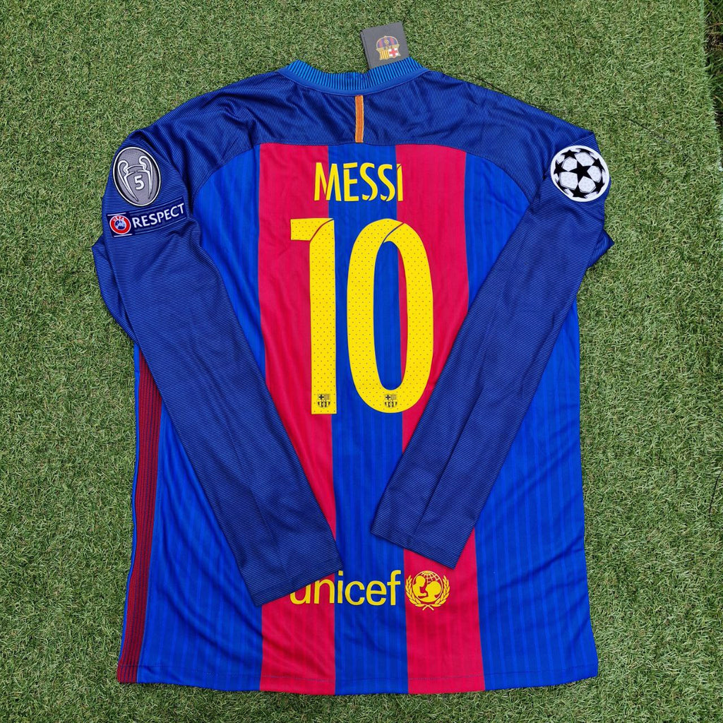 2016 Lionel Messi Barcelona Special Edition Football Jersey with World Championship Patch Football Jersey – Back View