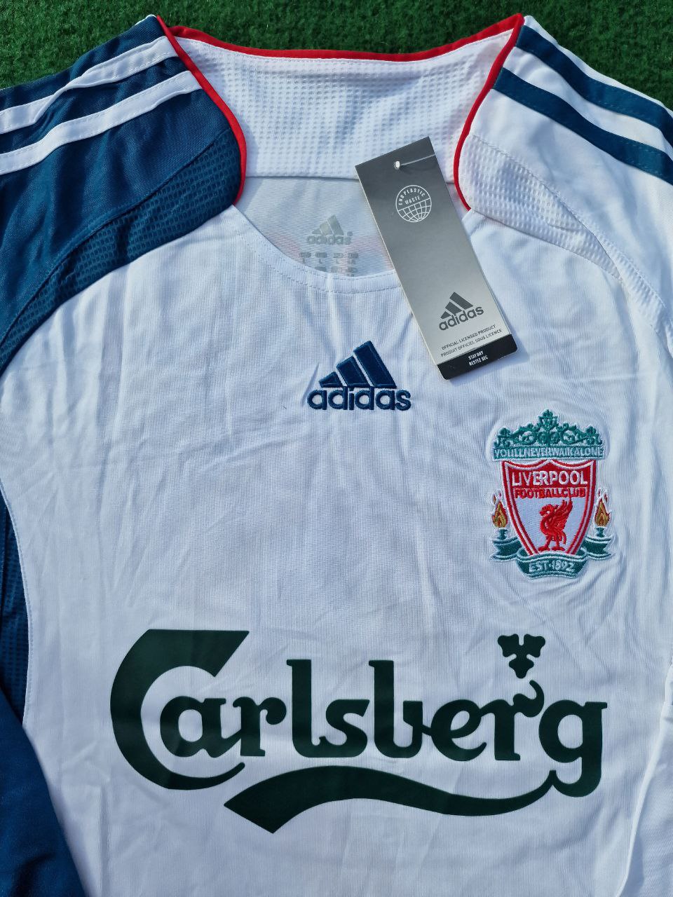 2007 Liverpool White Blue Long Sleeve Retro Jersey – Steven Gerrard – 6