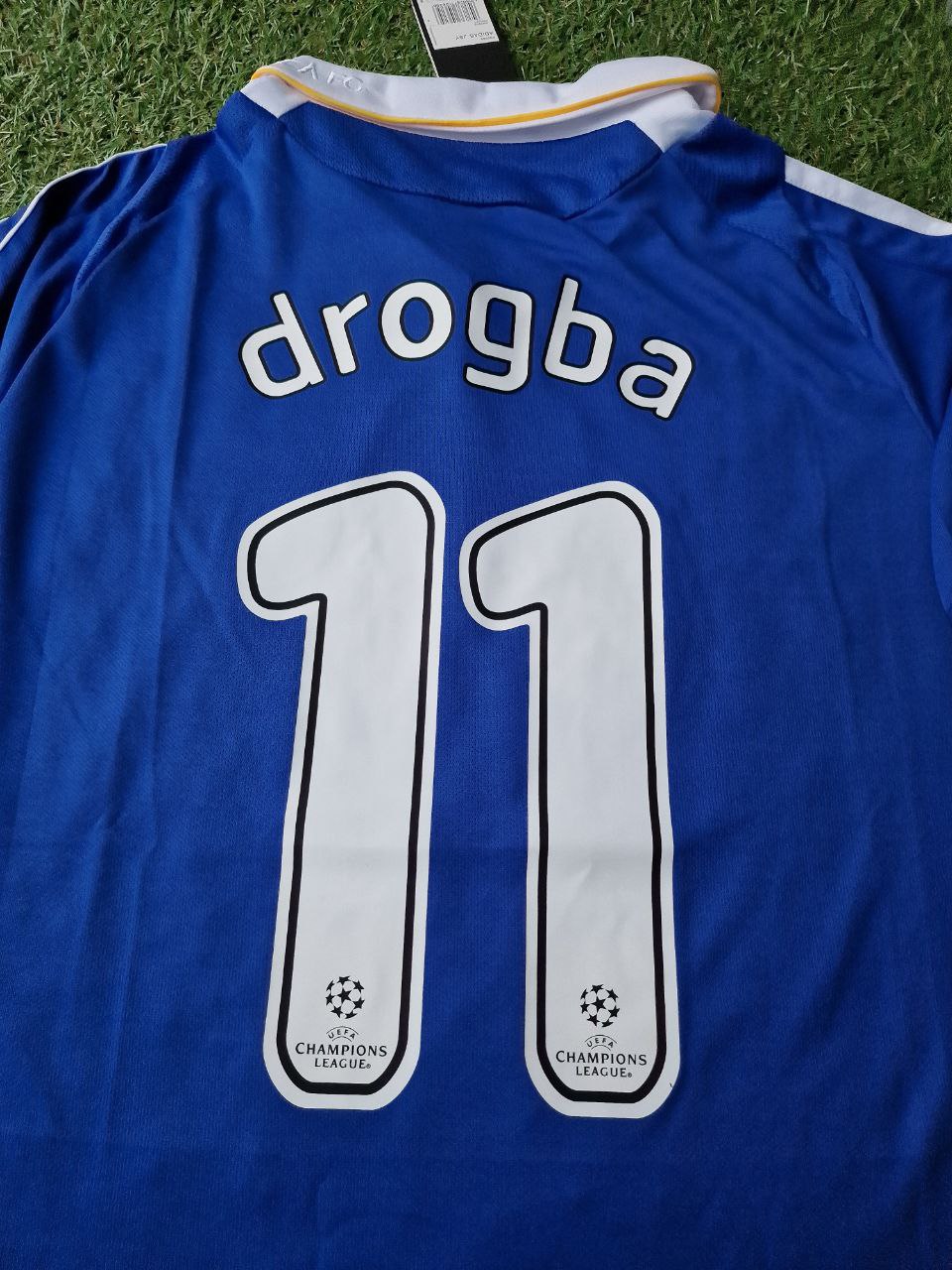 2008 Didier Drogba Chelsea Champions League Final Long Sleeve Football Jersey – Detailed View