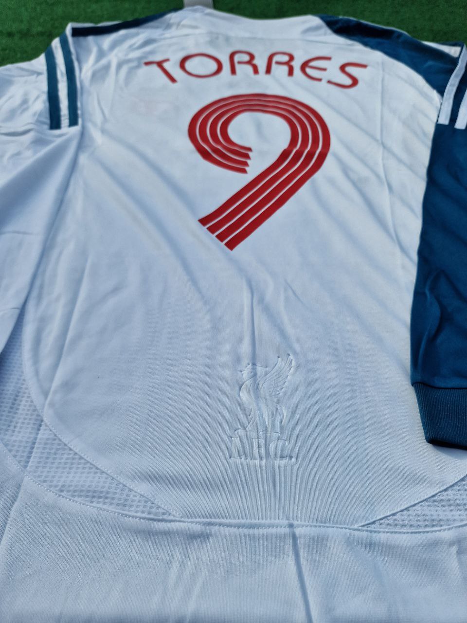 Fernando Torres Liverpool 2007 White Blue Long Sleeve Retro Jersey – 5