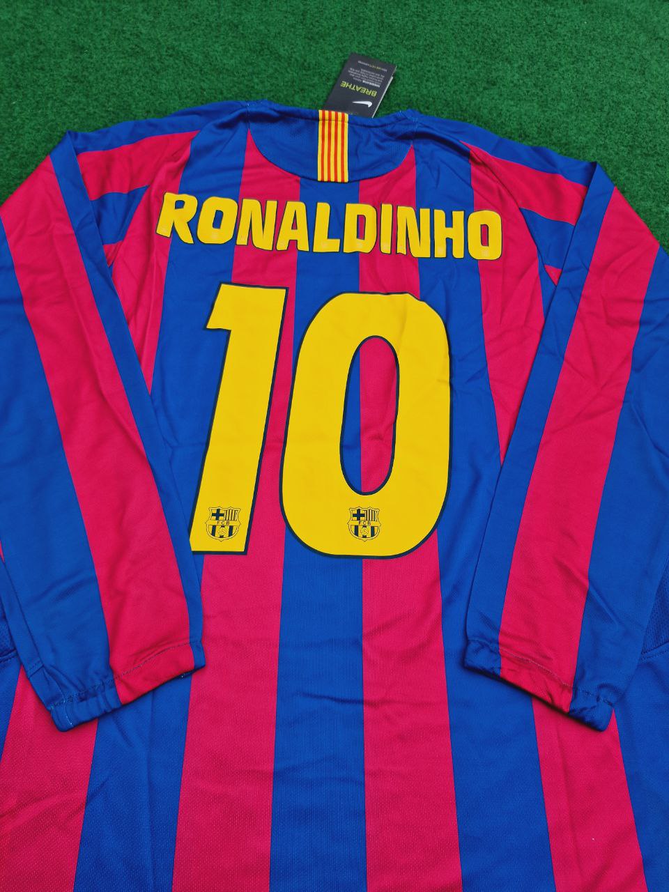 2005/06 Ronaldinho #10 Barcelona Long Sleeve Retro Football Jersey – 5