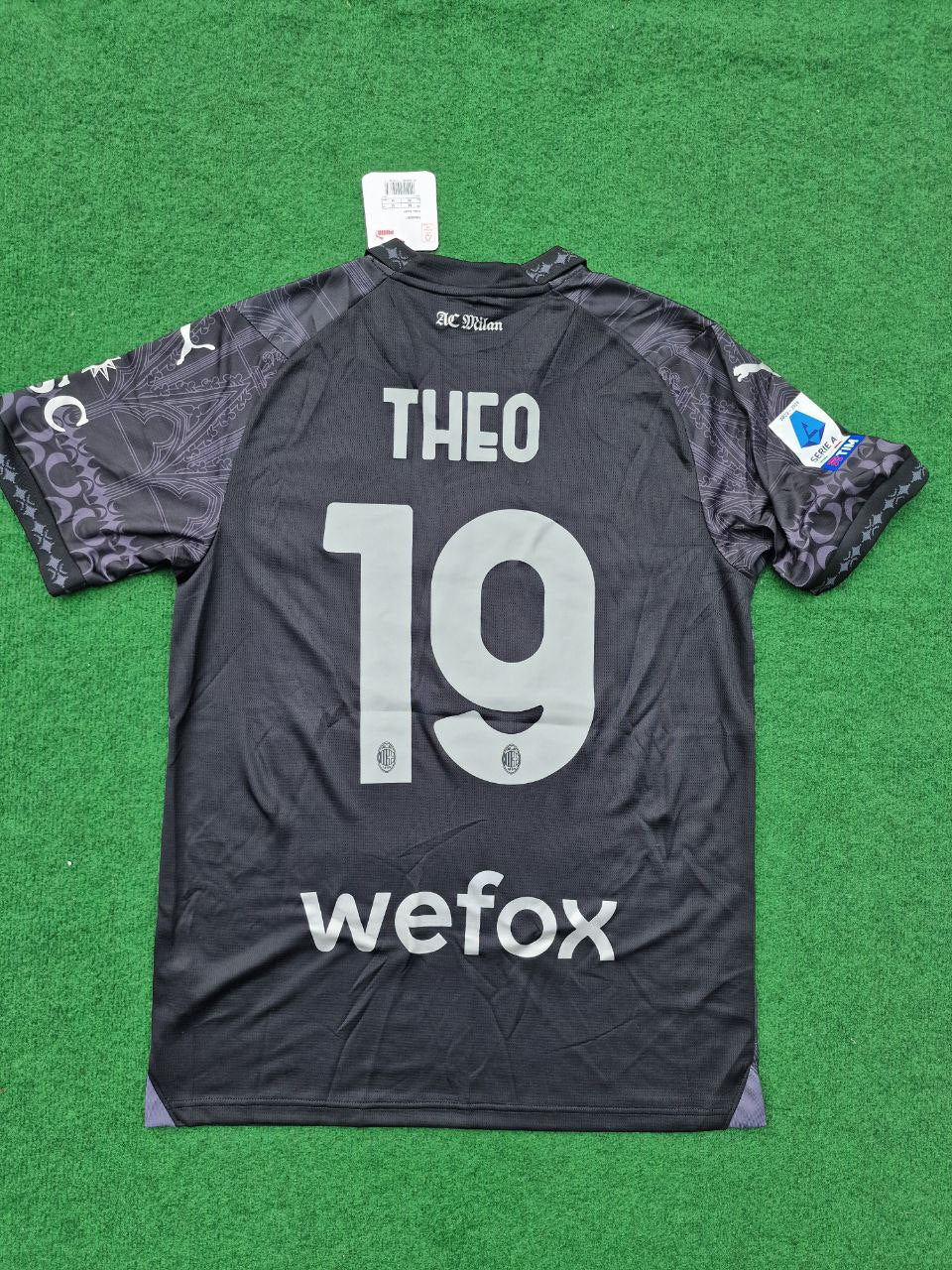 2024 Theo Hernandez AC Milan Black Football Jersey – Detailed View