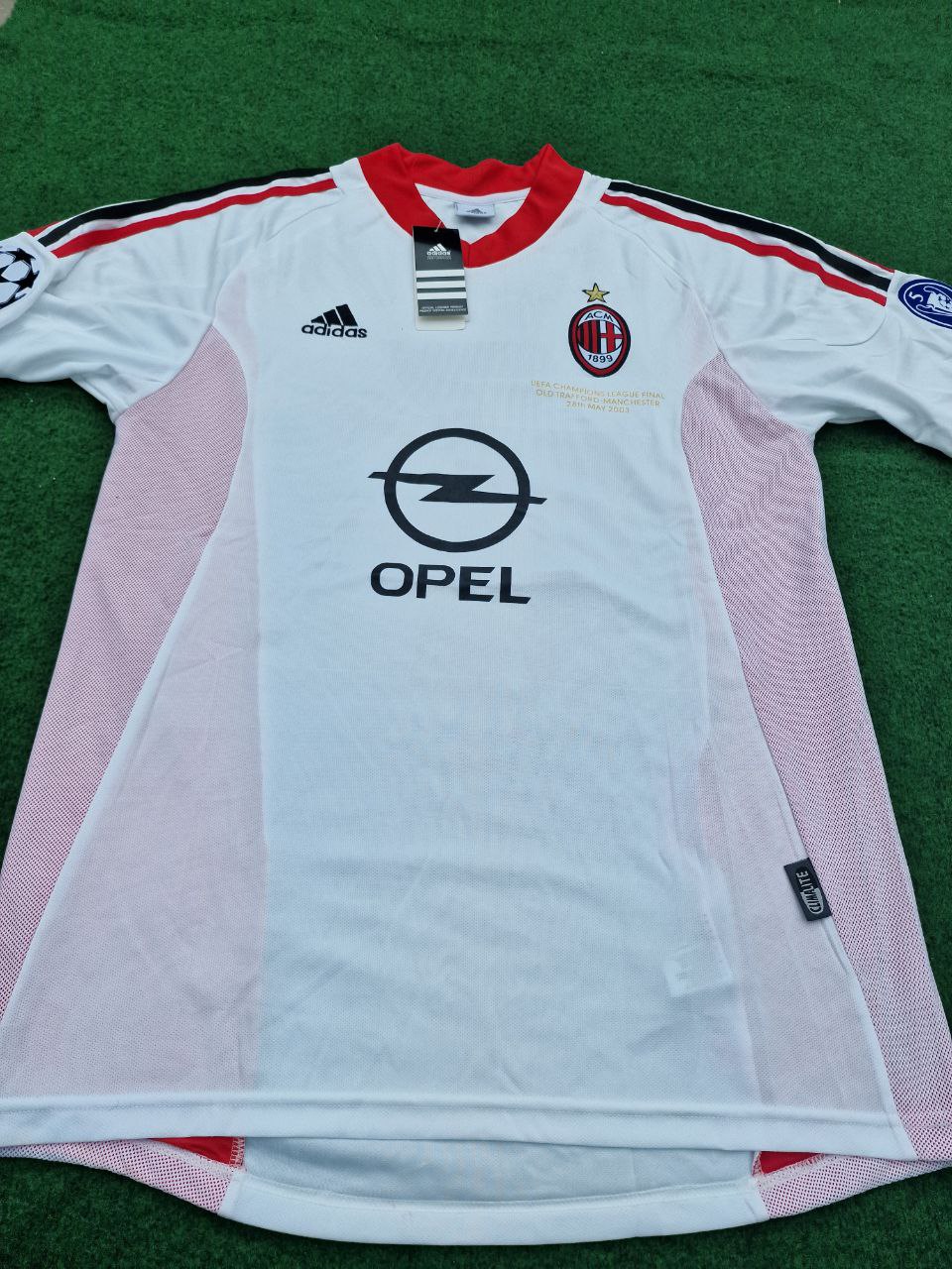 2003 Gennaro Gattuso AC Milan Champions League Final Old Trafford White Retro Football Jersey – Detailed View