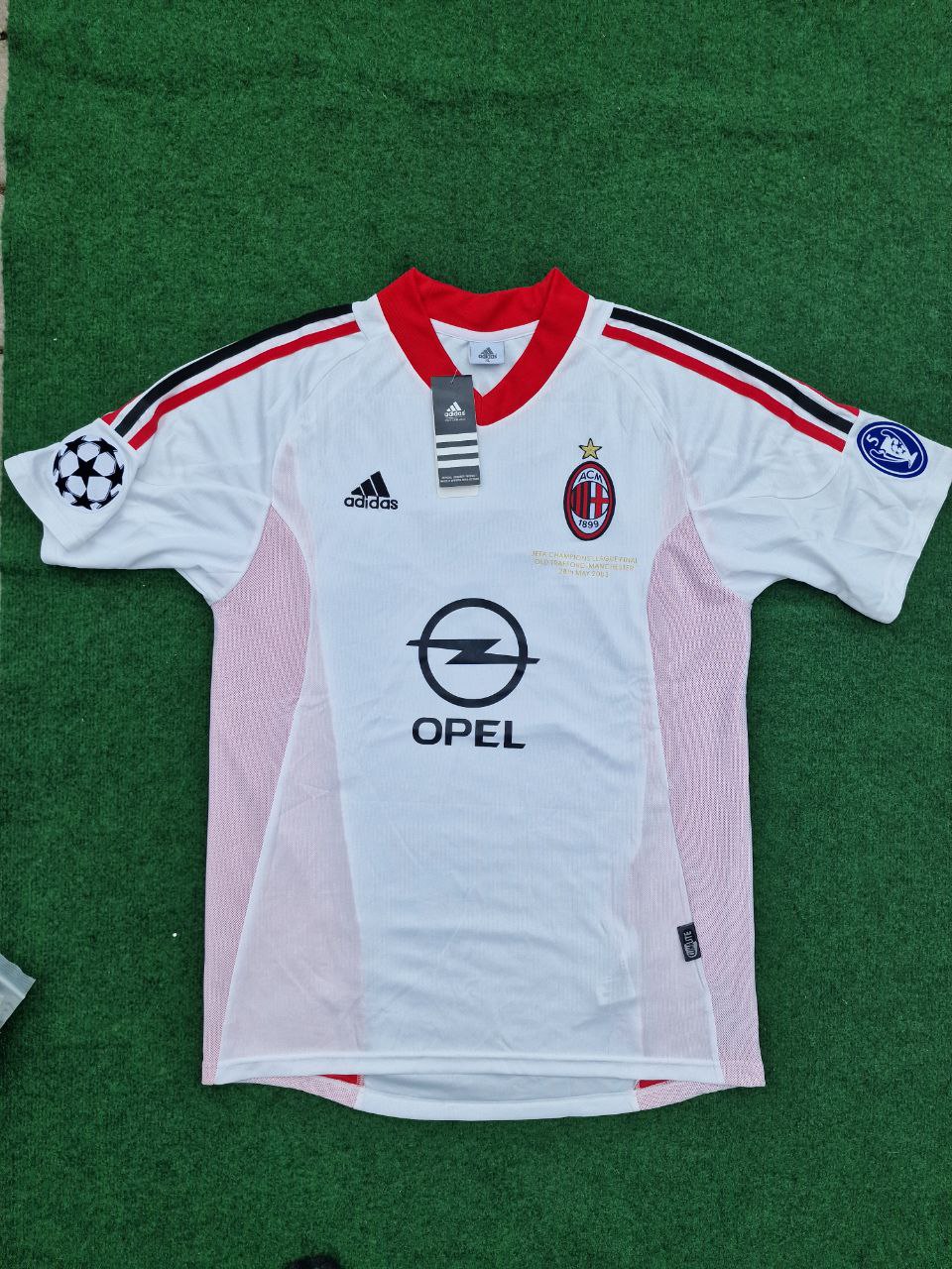 2003 Rivaldo AC Milan Champions League Final Old Trafford White Retro Football Jersey – 8