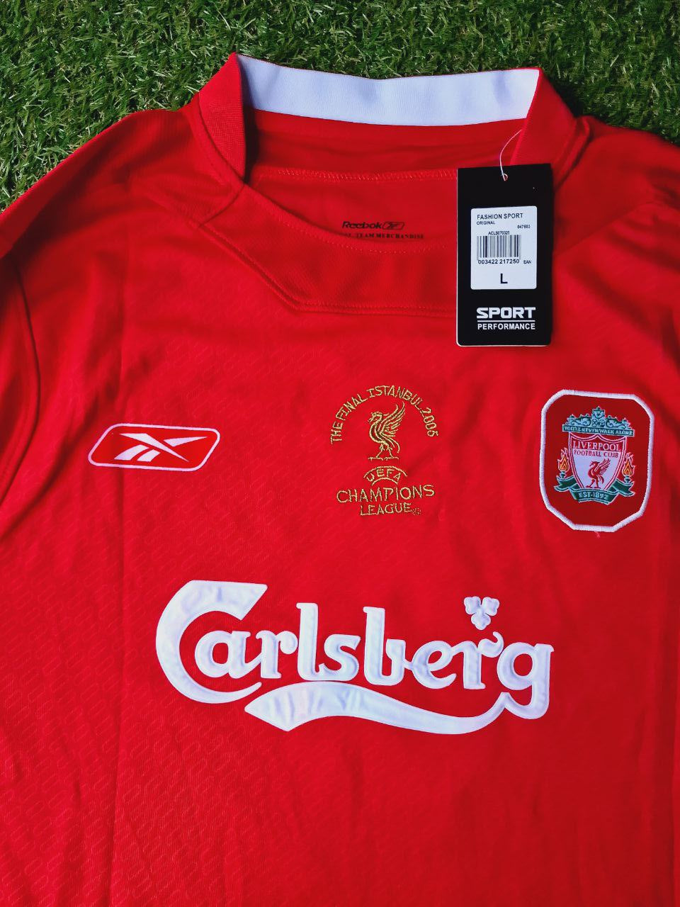 2005 John Arne Riise 6 Liverpool Champions League Final Red Retro Football Jersey – Detailed View