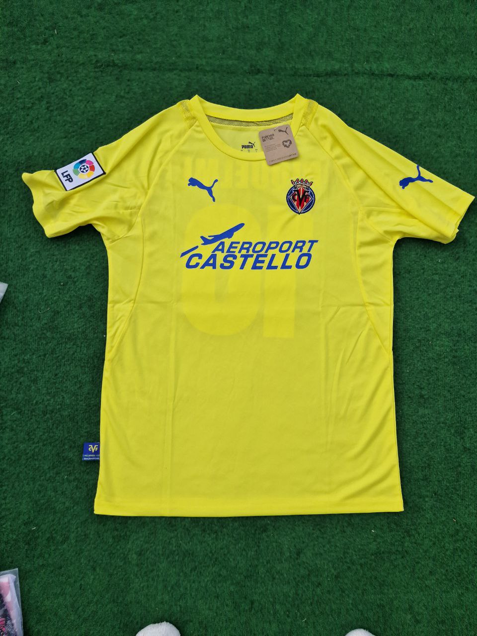 2009 Santi Cazorla 21 Villarreal 2010 Retro Home Football Jersey – Detailed View