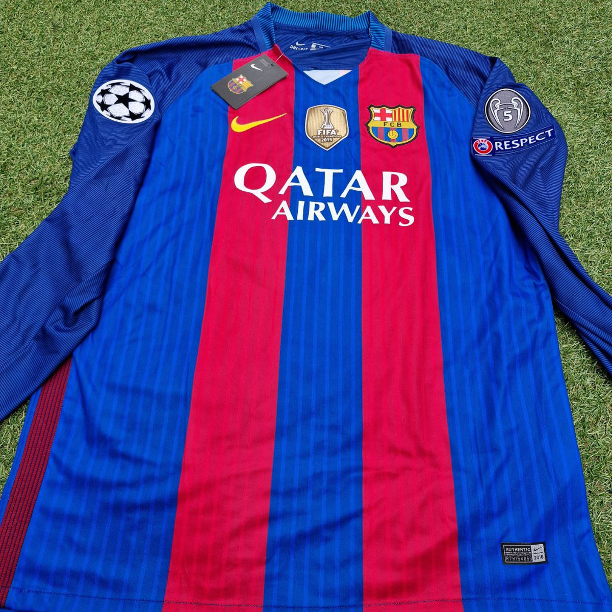 2016 Luis Suárez Barcelona World Champions Patch Long Sleeve Football Jersey – 4