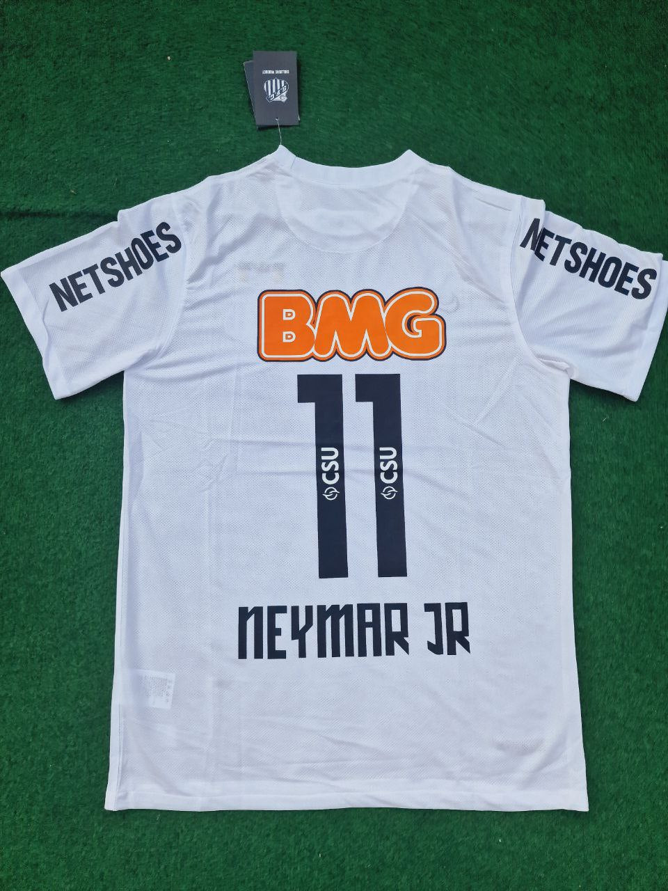 Neymar Jr Santos FC White Retro Football Jersey – Back View