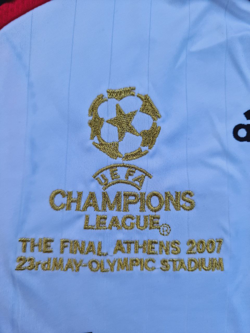 2007 Gennaro Gattuso #8 AC Milan Champions League Final Away White Long Sleeve Retro Football Jersey – Detailed View
