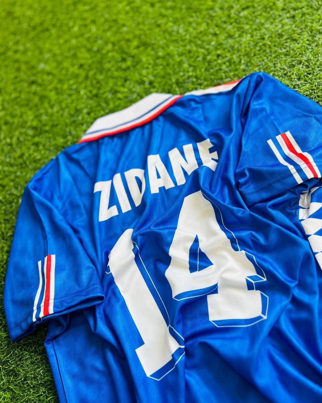 Zinédine Zidane France 1994 World Cup Blue Retro Jersey – Detailed View